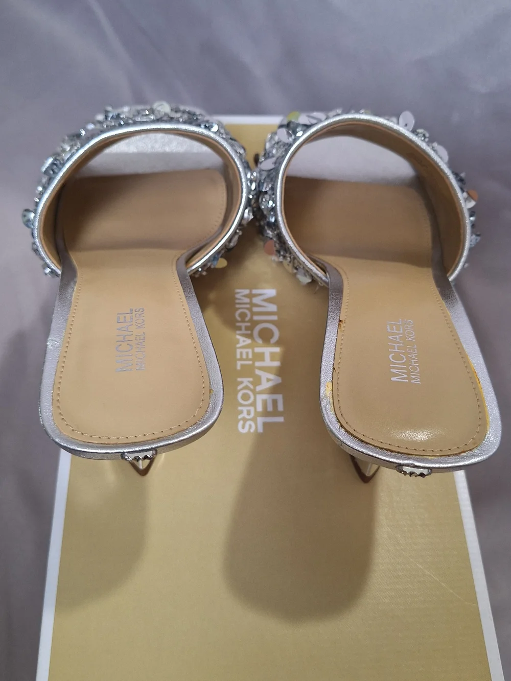 Michael Kors Silver Sequin Mule Heels